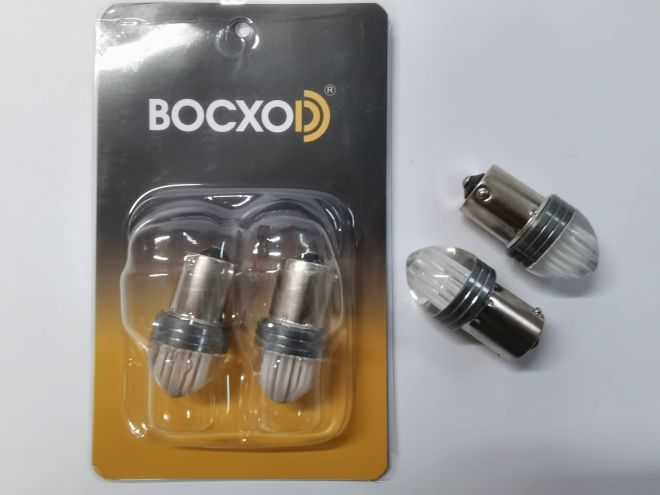 BOCXOD Светодиод (12V) 1156 (1 конт.) 9 SMD (2835) СТРАБОСКОПЫ ОРАНЖЕВЫЕ (бл. 2шт)