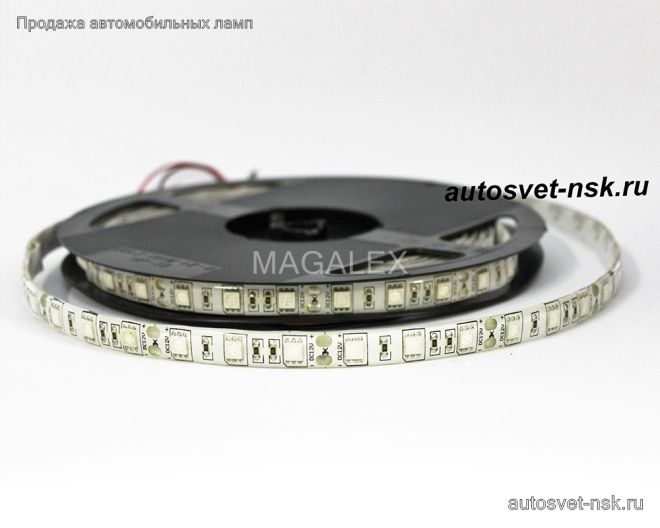 12v Лента диод.  60 SMD (5050) 100см  белая (5шт. на катушке)
