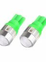 Светодиод Т10 6 SMD (5730) + линза 12-24v (зел.)